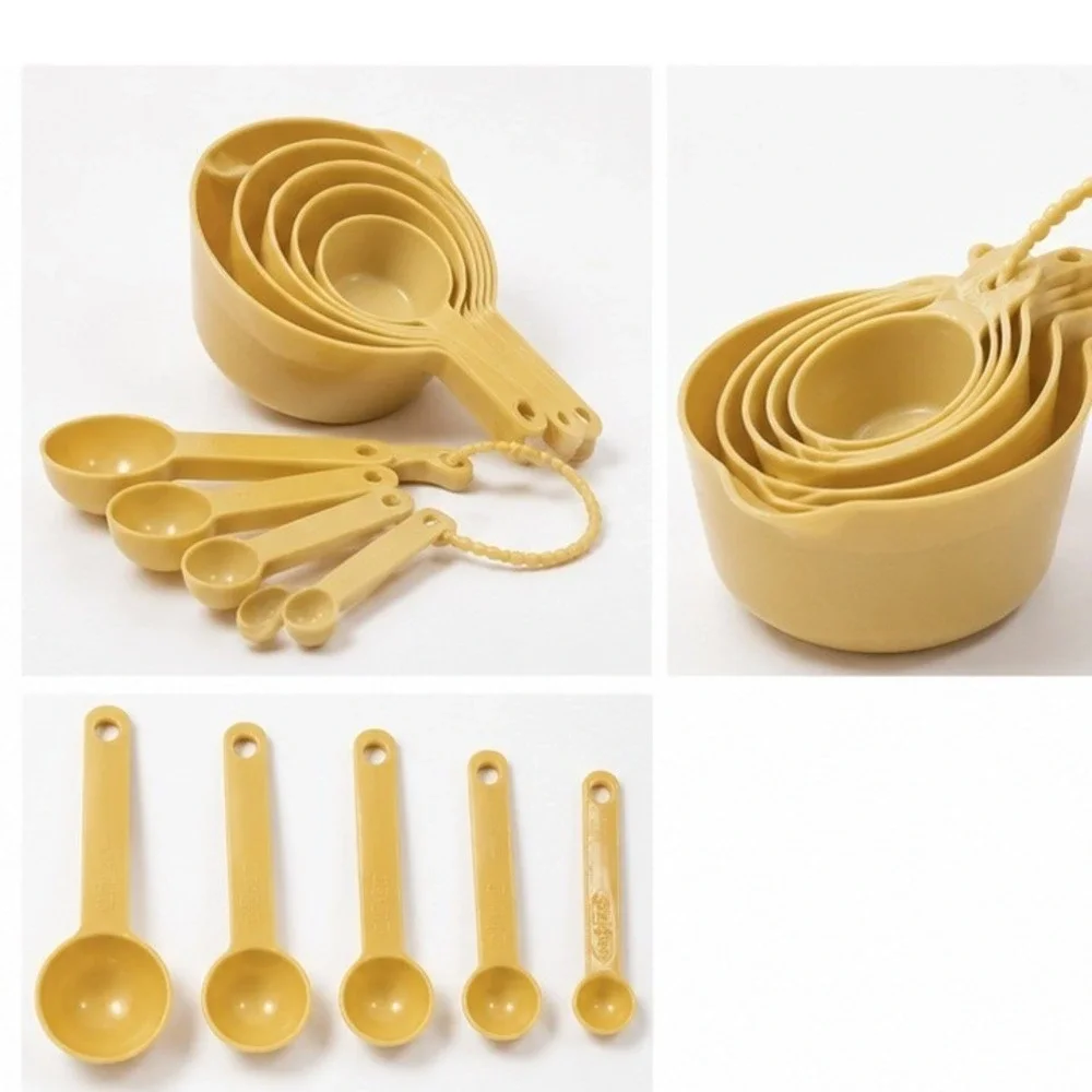 Vintage 1982 US Sales Corp 10 Piece Measuring Cup Spoon Set Harvest Gold New